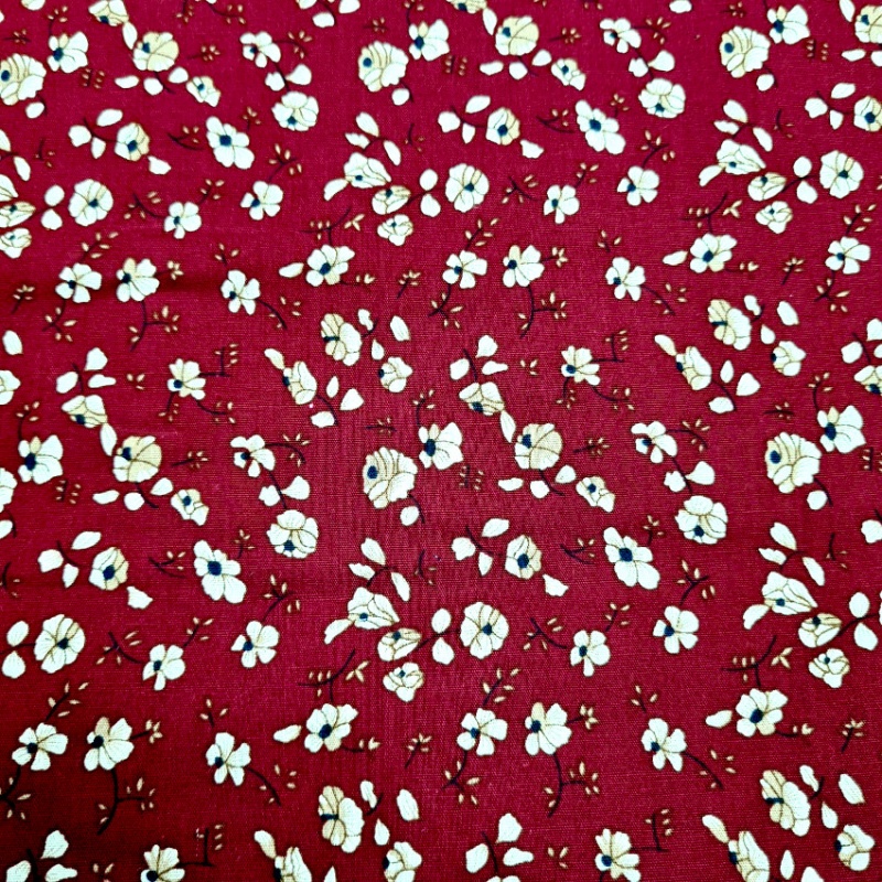 Floral Cotton Poplin - Small Flowers on Red